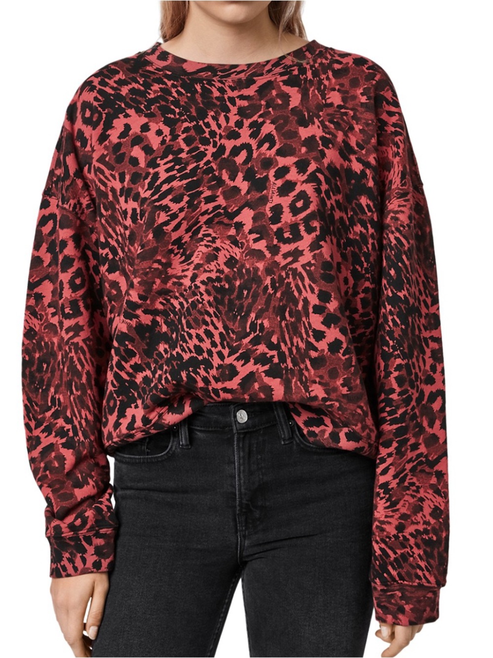 AllSaints Redar Lo Leopard Print Sweatshirt XS